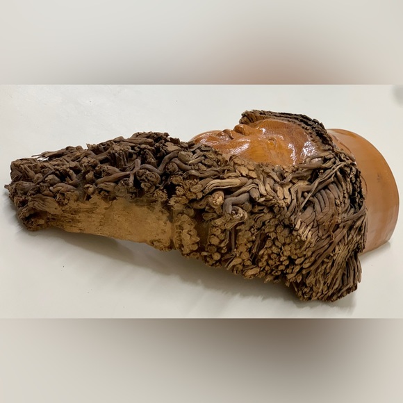 Vintage Hand Carved Native American Folk Art Bamboo Tree Root Face Mask - Picture 9 of 16